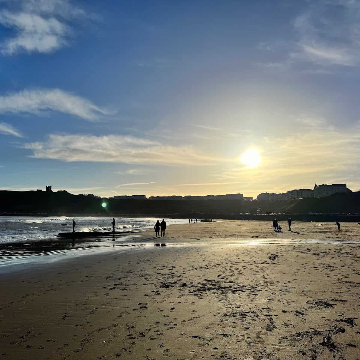 scarborough beach in an evening. The view from one of The Sands holiday apartments.